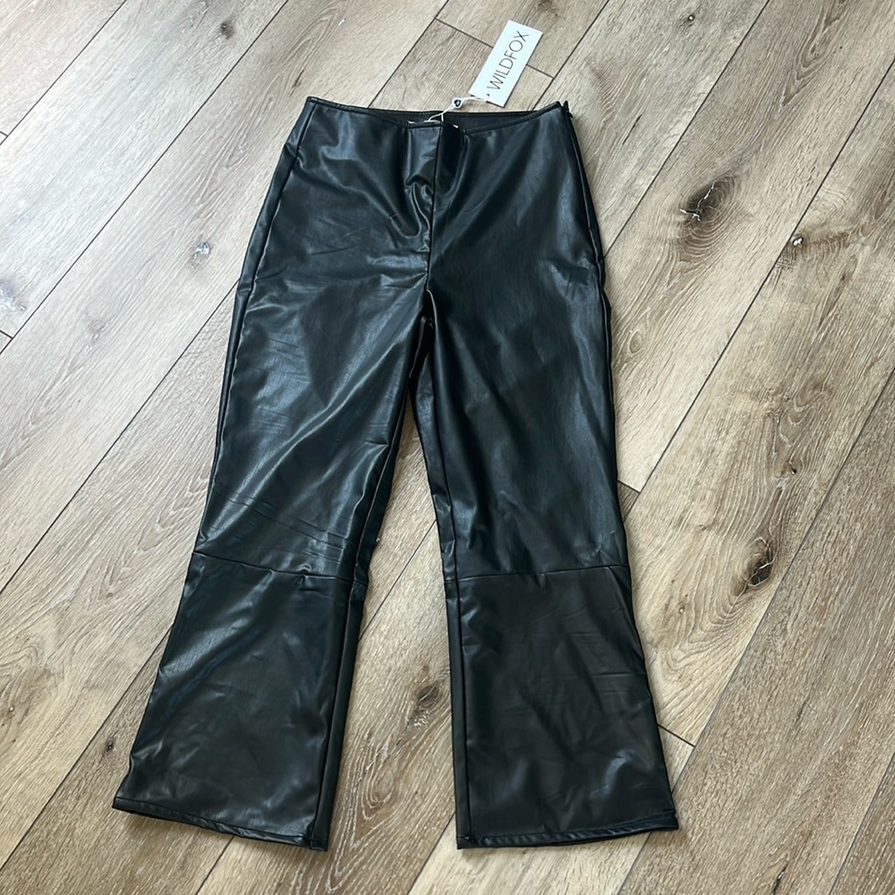 Wildfox Black Vegan Leather Flare Pants New